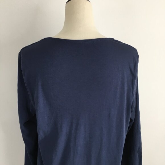 EILEEN FISHER 3/4 Sleeve Blue 100% Organic Cotton High Low Hem Shirt - Picture 7 of 10